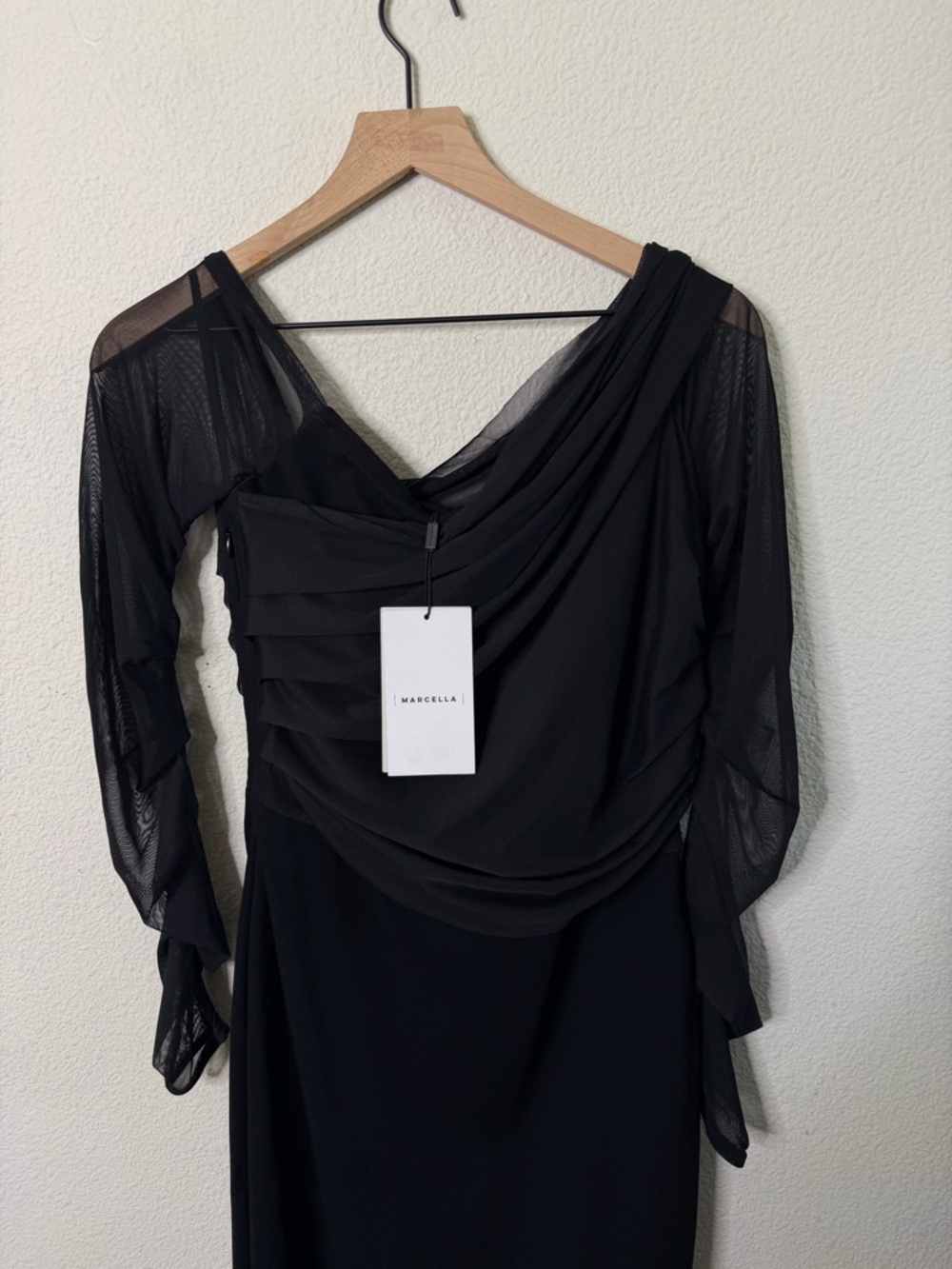 NWT Marcella Black Monroe Dress European Ponte & Mesh Gown Womens Size M - Picture 9 of 13